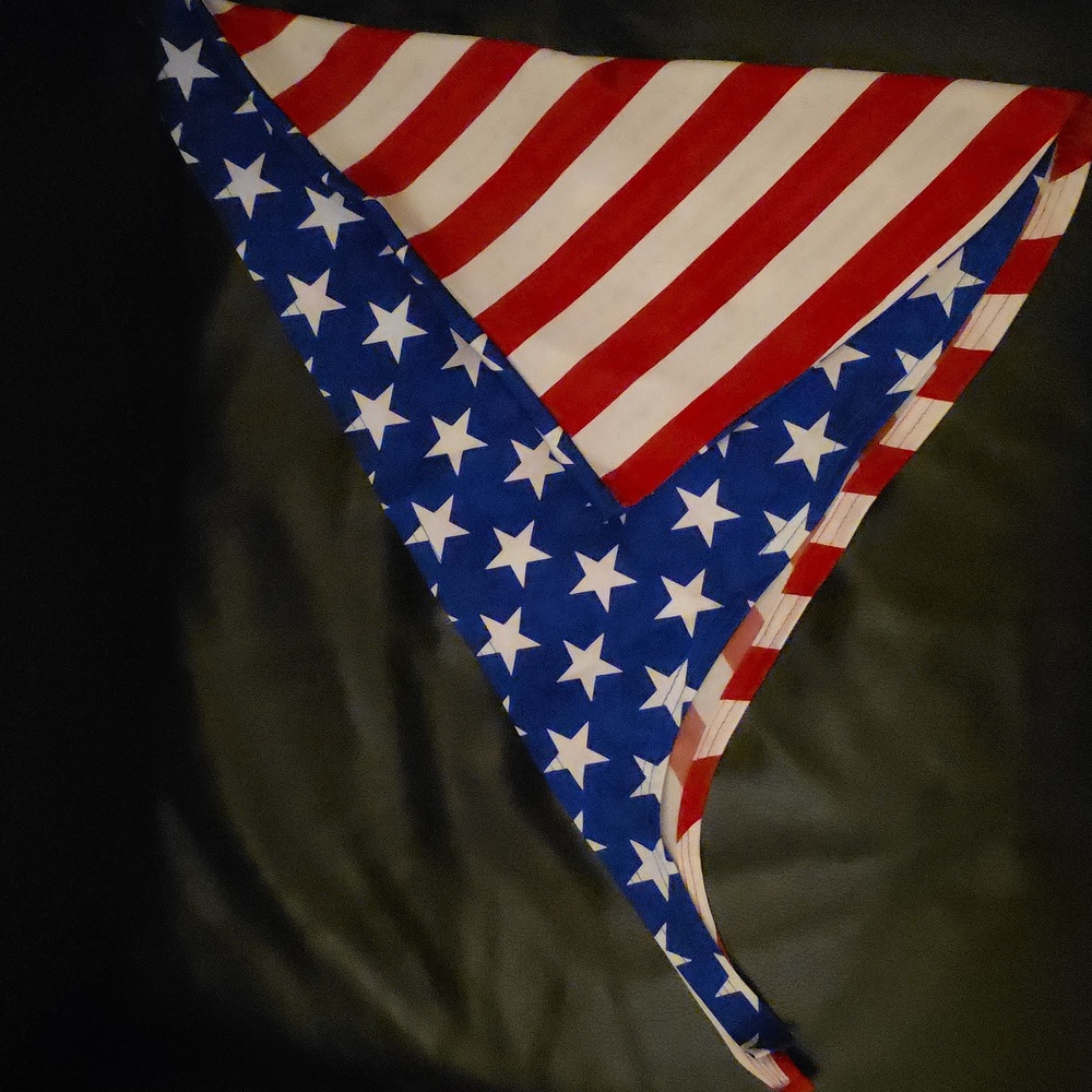 Sexy American Flag Swimsuit Triangle Top And Thong With Coverup 3 Piece - Picture 10 of 11